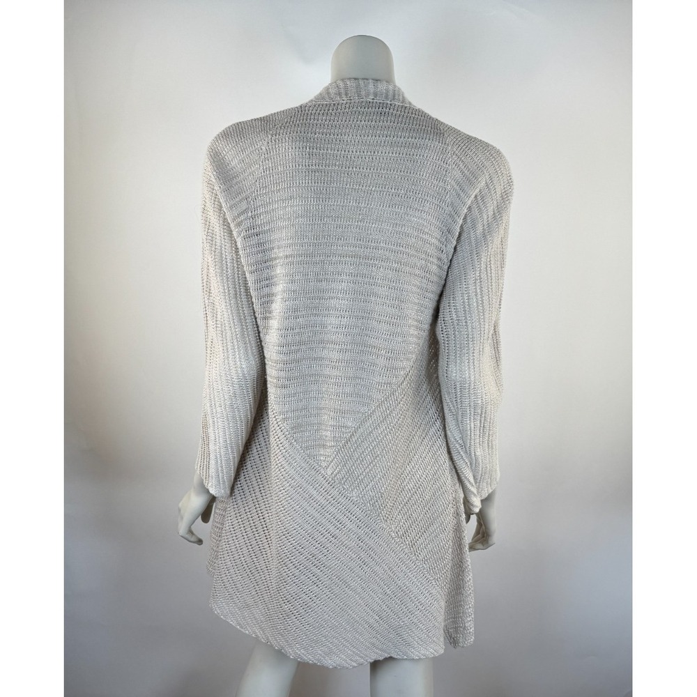 Eileen Fisher Linen Open Front Cardigan Women S EUC LongSleeve Open Knit Sweater